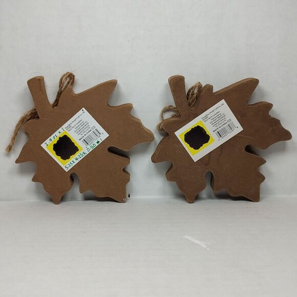 Lot of 2 Happy Fall It's Fall Y'all Wooden Maple Leaf Tabletop Decor Shelf - Picture 6 of 16